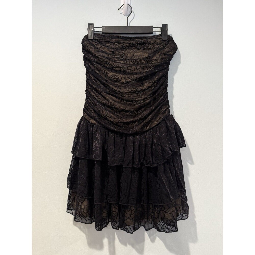 Dark Romantic Dress Large Black Witchy Goth Whimsigoth Floral Stretch Vamp Hoco